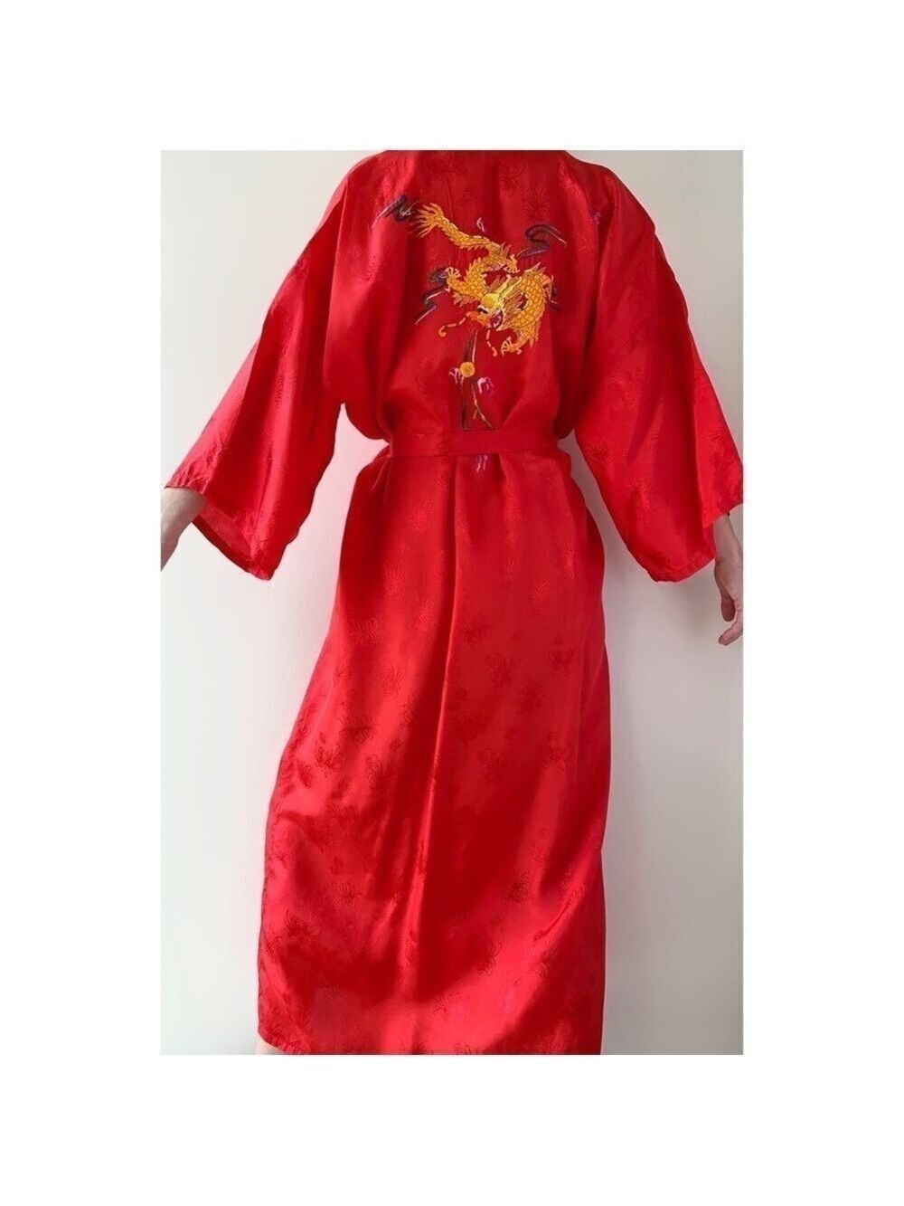 Golden Bee Vintage Red Robe with Gold Embroidery
